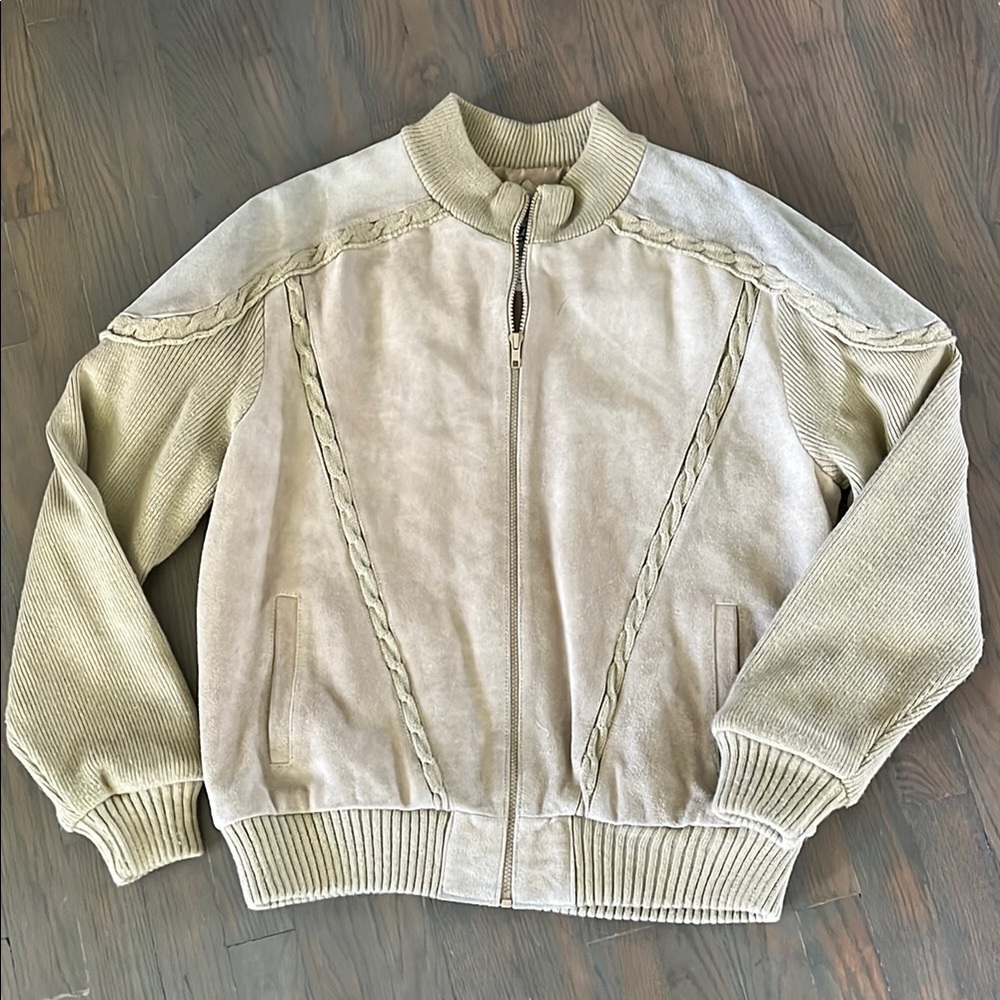Vintage Outdoor Exchange suede leather & knitted zippered jacket size XL